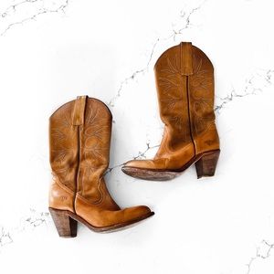 Frye Leather Pull On Cowboy Boots